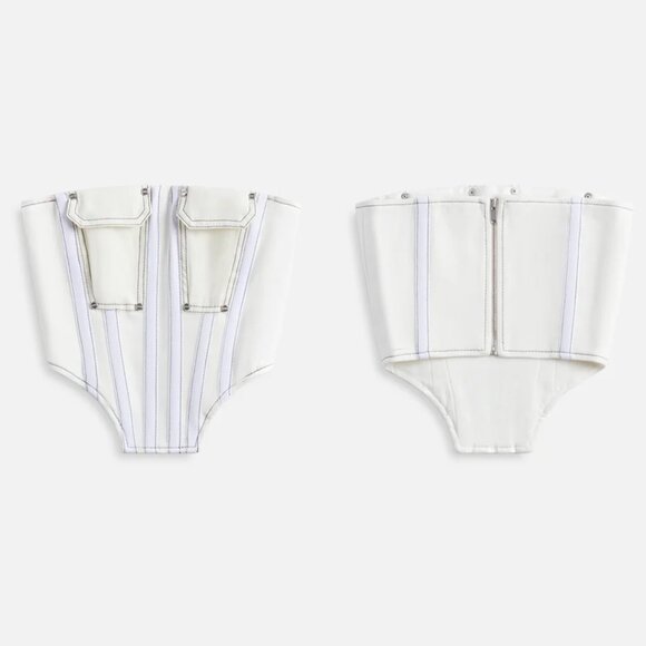 NWT Dion Lee Hongbao Corset Strapless Square Neckline Contrast Top Stitch Sz 0 - Picture 1 of 9